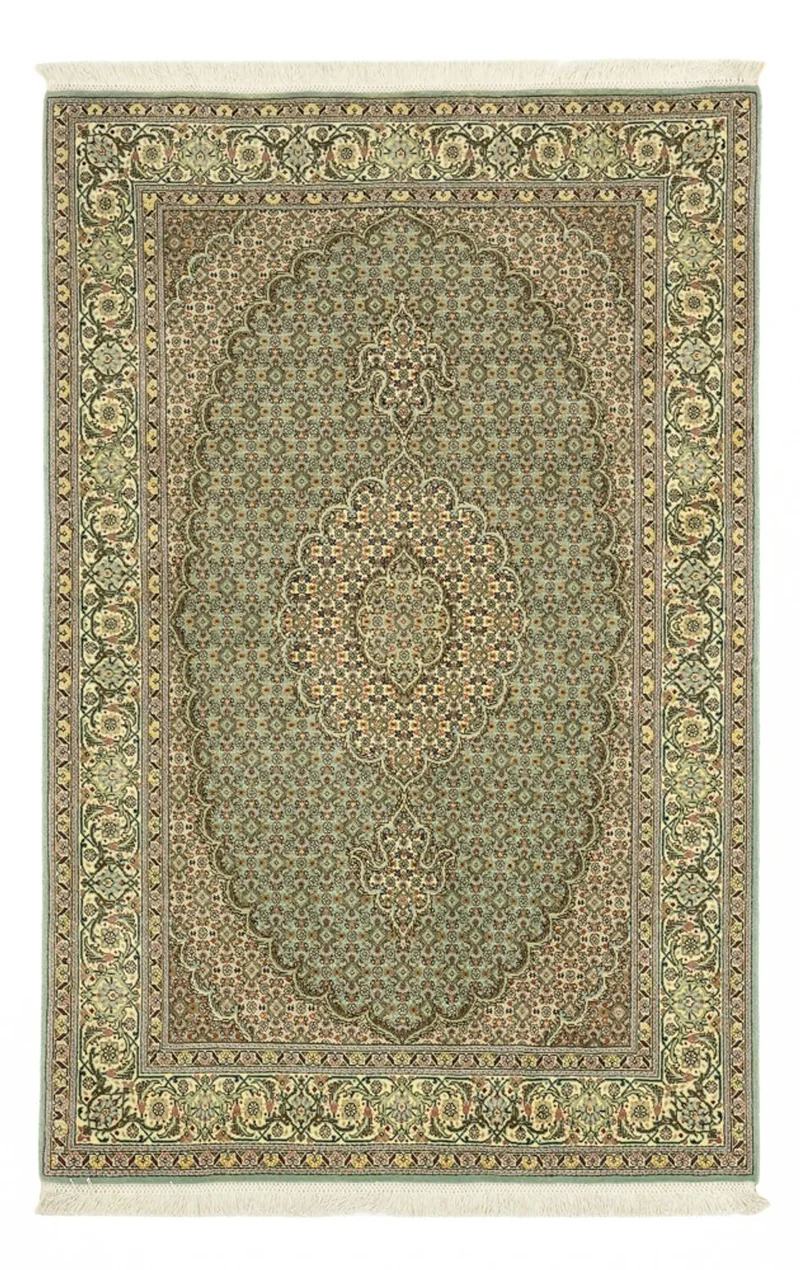 Täbriz - 50 Raj Teppich 101x153cm - Perserteppich - olivgrün