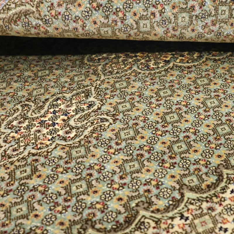 Täbriz - 50 Raj Teppich 101x153cm - Perserteppich - olivgrün