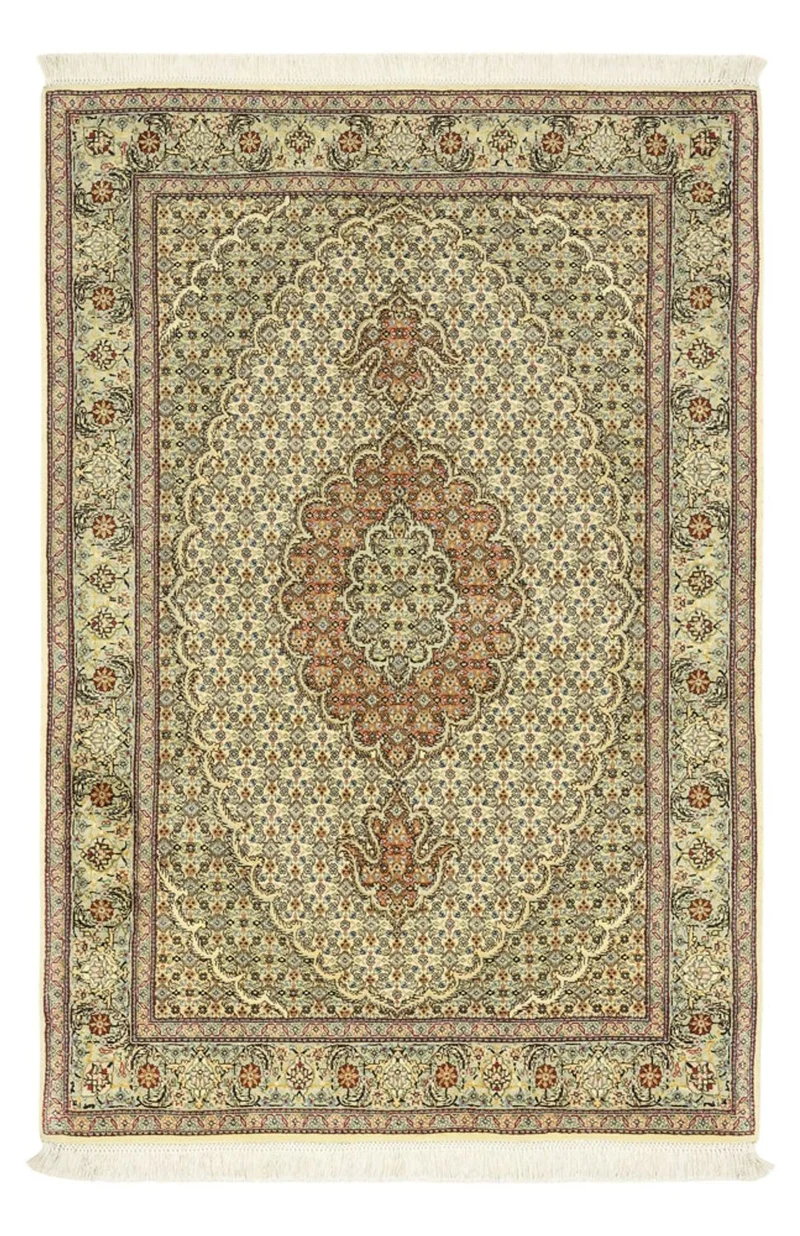 Täbriz - 50 Raj Teppich 102x150cm - Perserteppich - olivgrün