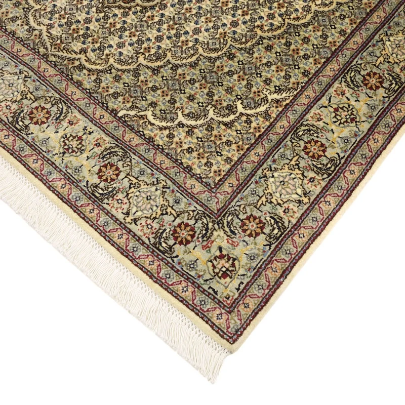 Täbriz - 50 Raj Teppich 102x150cm - Perserteppich - olivgrün