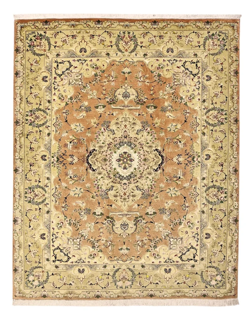 Täbriz - 50 Raj Teppich 153x188cm - Perserteppich - sand