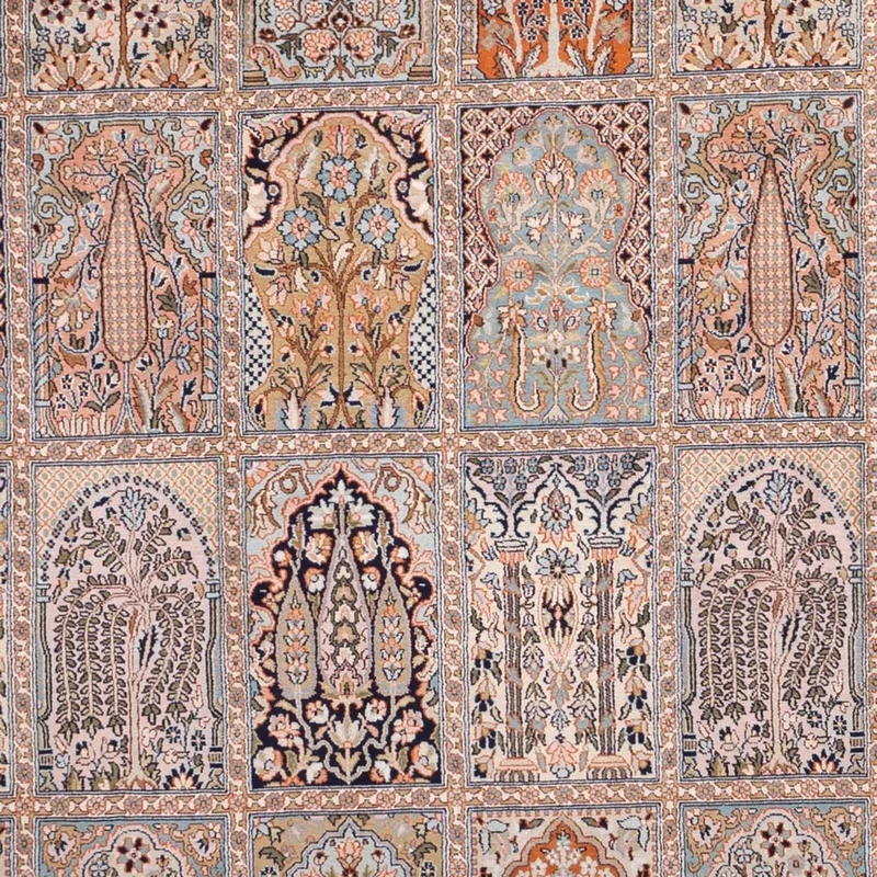 Kaschmir Seide Teppich 221x317cm - Orientteppich - dunkelbeige