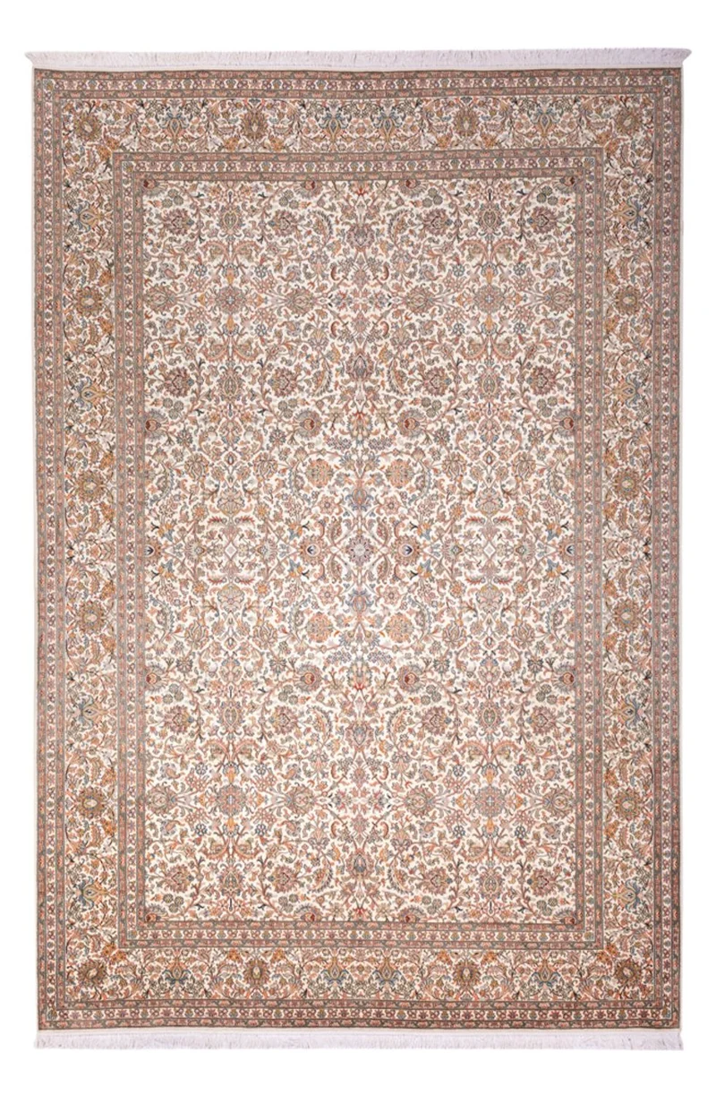 Kaschmir Seide Teppich 216x318cm - Orientteppich - dunkelbeige