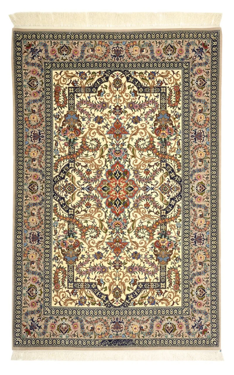 Isfahan Teppich 111x171cm - Perserteppich - dunkelbeige