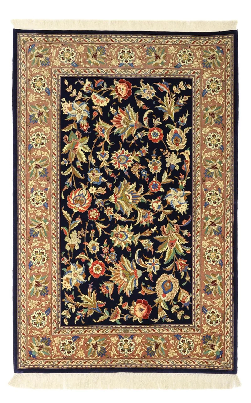 Isfahan Teppich 101x151cm - Perserteppich - dunkelblau