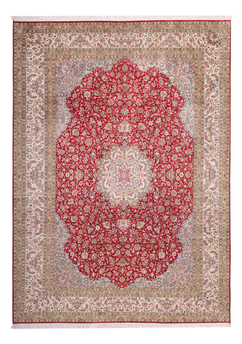 Kaschmir Seide Teppich 220x303cm - Orientteppich - rot