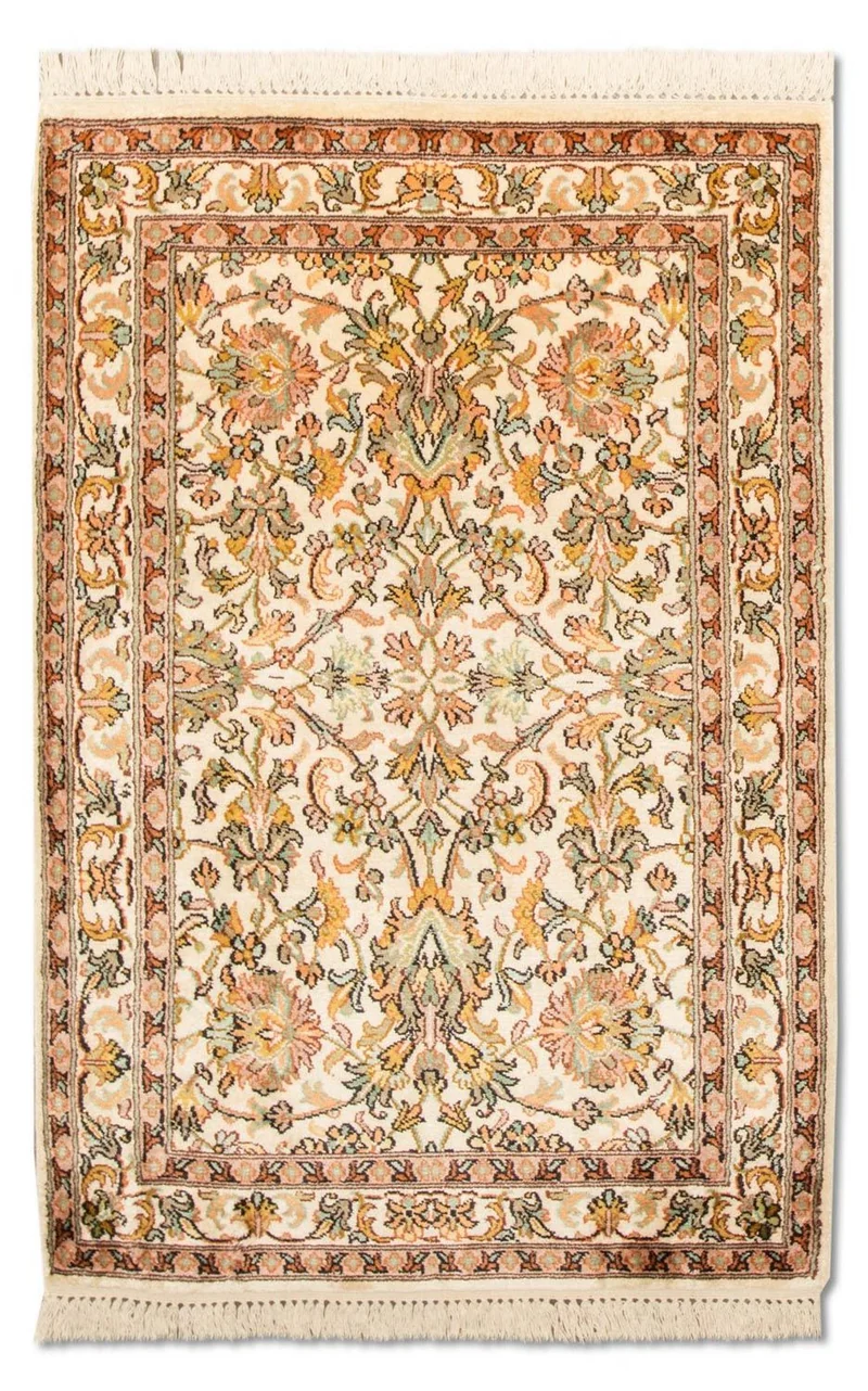 Kaschmir Seide Teppich 62x95cm - Orientteppich - beige