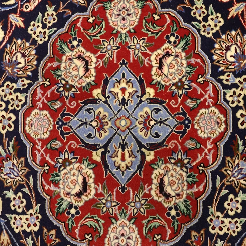 Indo Isfahan Teppich 114x166cm - Orientteppich - dunkelblau