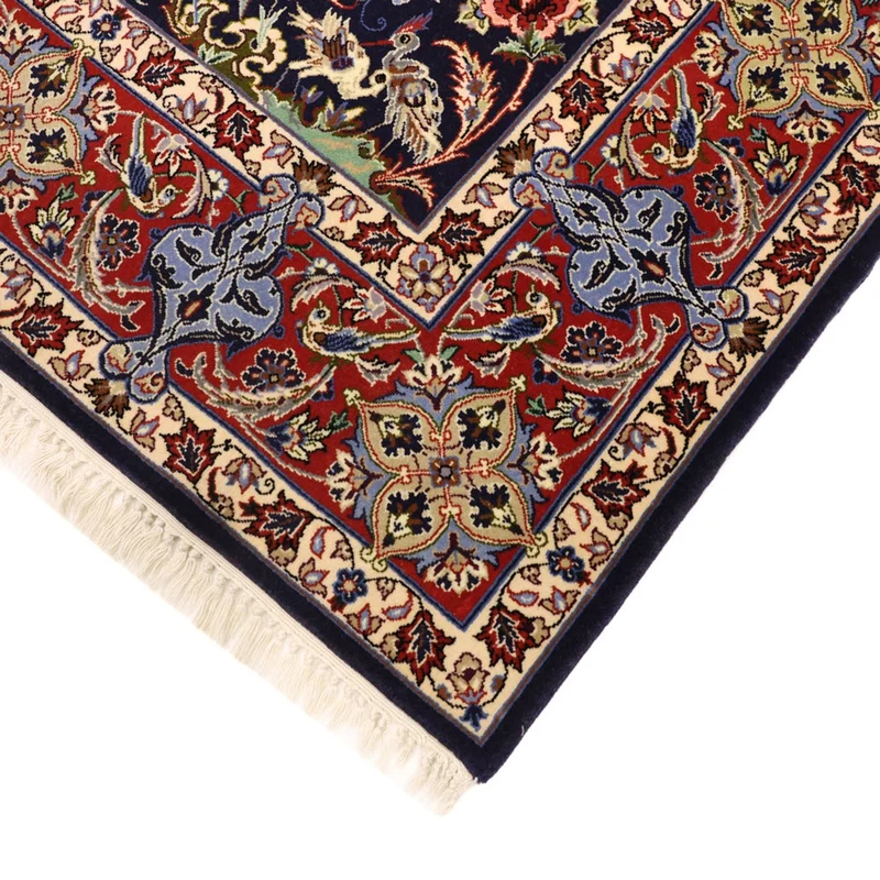 Indo Isfahan Teppich 114x166cm - Orientteppich - dunkelblau