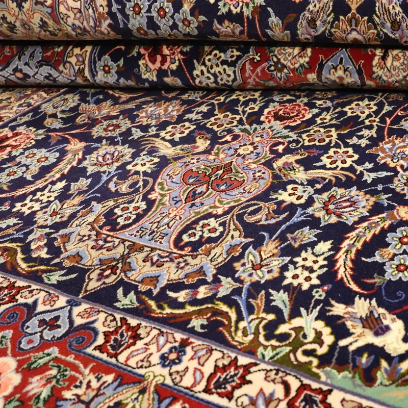 Indo Isfahan Teppich 114x166cm - Orientteppich - dunkelblau