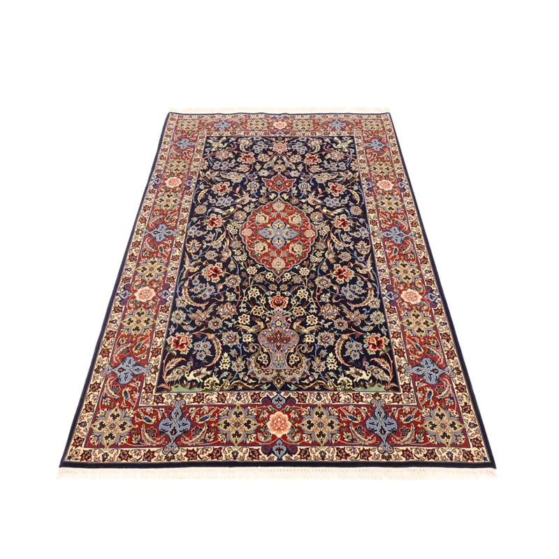 Indo Isfahan Teppich 114x166cm - Orientteppich - dunkelblau