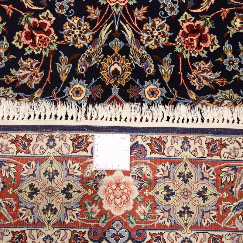 Indo Isfahan Teppich 114x166cm - Orientteppich - dunkelblau