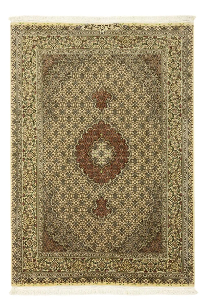 Täbriz - 50 Raj Teppich 103x152cm - Perserteppich - olivgrün