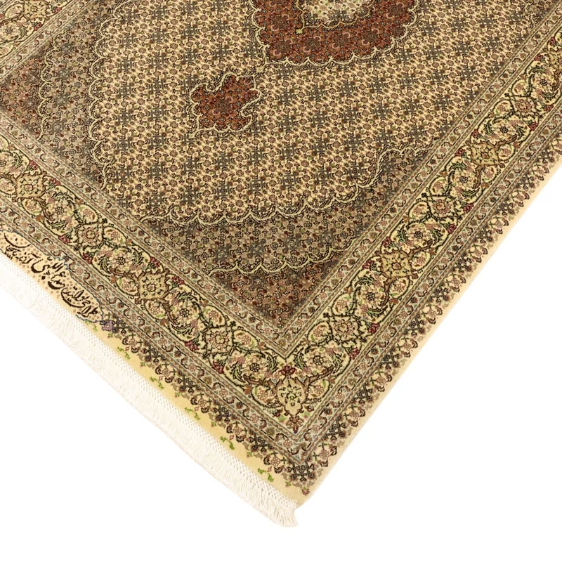 Täbriz - 50 Raj Teppich 103x152cm - Perserteppich - olivgrün