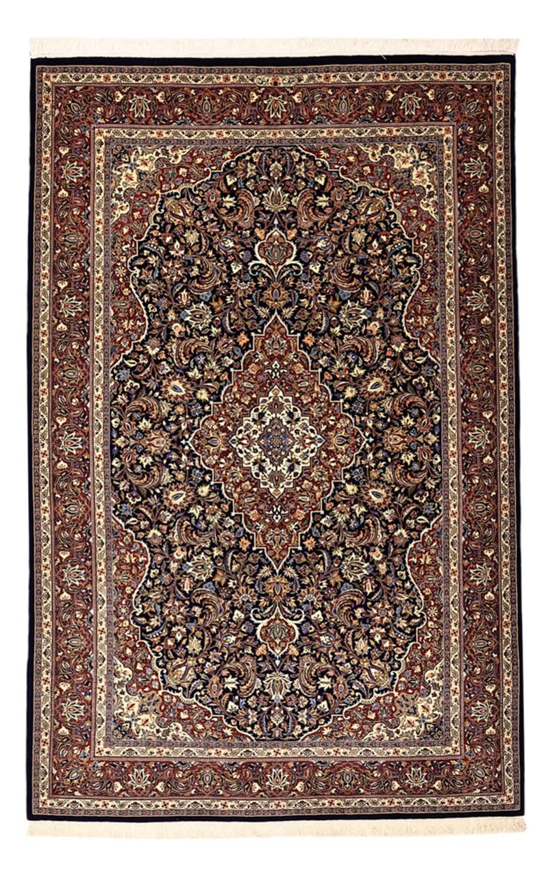 Keshan Teppich 132x203cm - Perserteppich - dunkelblau