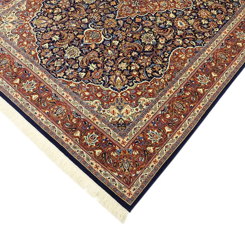 Keshan Teppich 132x203cm - Perserteppich - dunkelblau