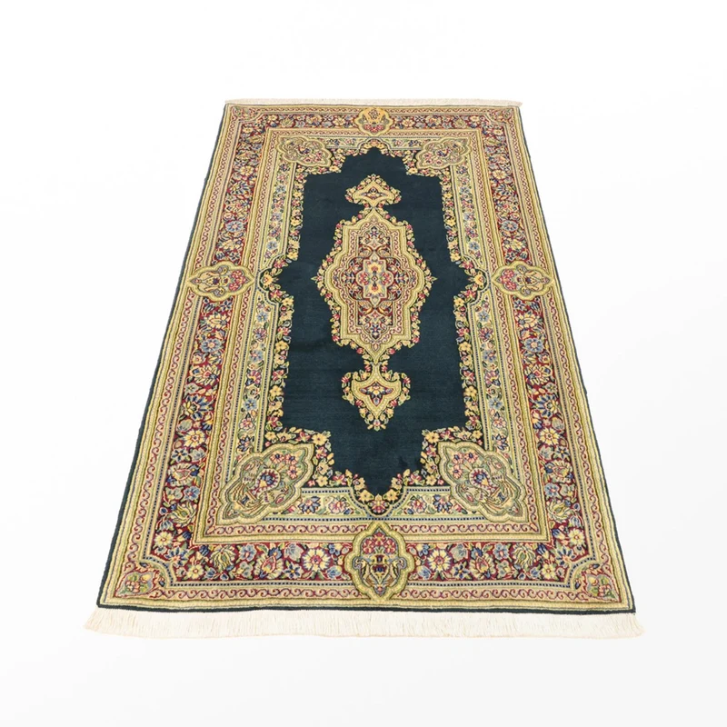 Kerman Teppich 92x152cm - Perserteppich - dunkelblau