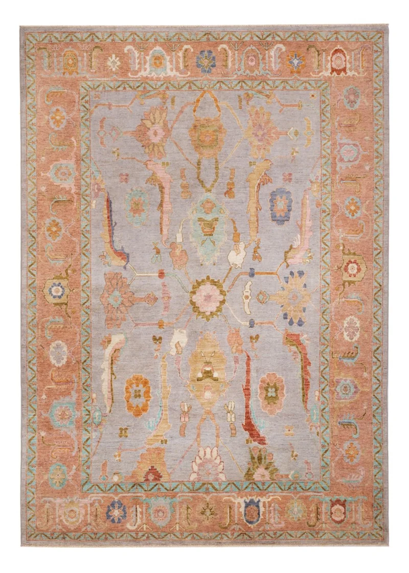 Usak Teppich 243x346cm - Orientteppich - hellblau