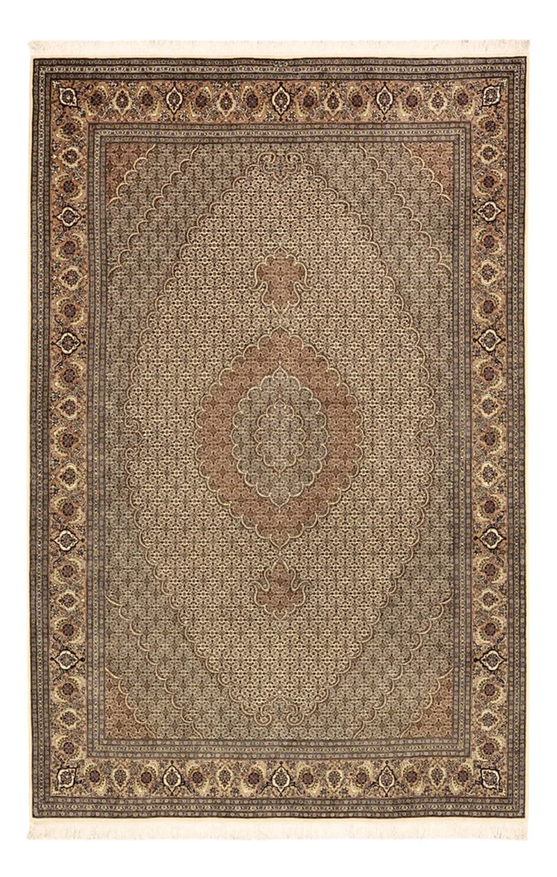 Täbriz - 50 Raj Teppich 200x302cm - Perserteppich - dunkelbeige