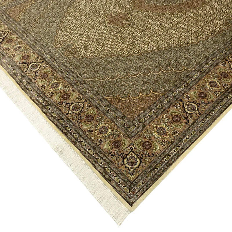 Täbriz - 50 Raj Teppich 200x302cm - Perserteppich - dunkelbeige