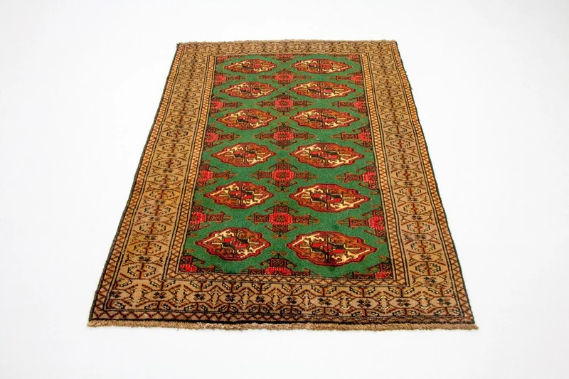 Turkaman Teppich 102x143cm - Orientteppich - grün