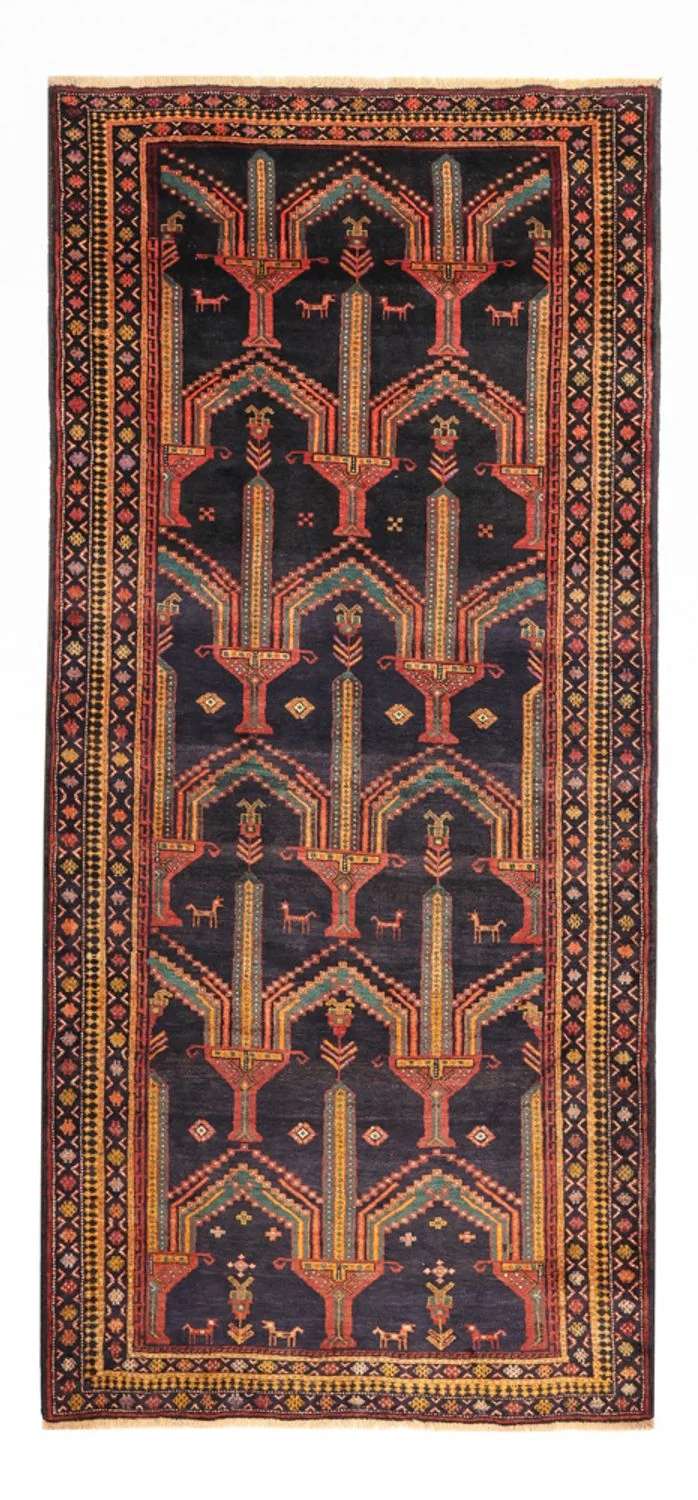 Belutsch Teppich 125x274cm - Orientteppich - dunkelblau
