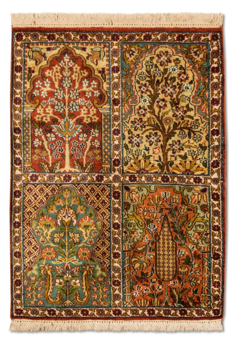Kaschmir Seide Teppich 65x91cm - Orientteppich - mehrfarbig