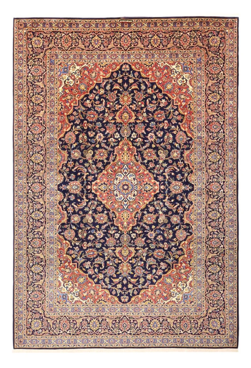 Keshan Teppich 221x321cm - Perserteppich - dunkelblau