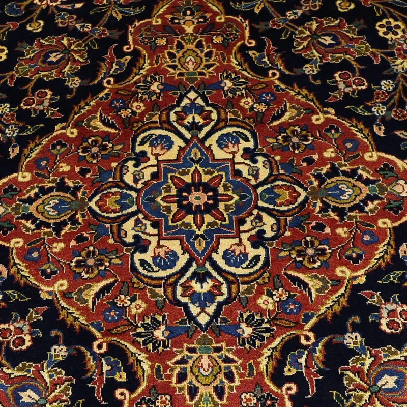 Keshan Teppich 221x321cm - Perserteppich - dunkelblau