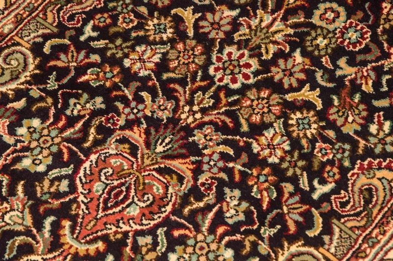 Kaschmir Seide Teppich 60x94cm - Orientteppich - dunkelblau