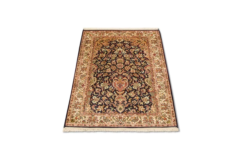 Kaschmir Seide Teppich 60x94cm - Orientteppich - dunkelblau