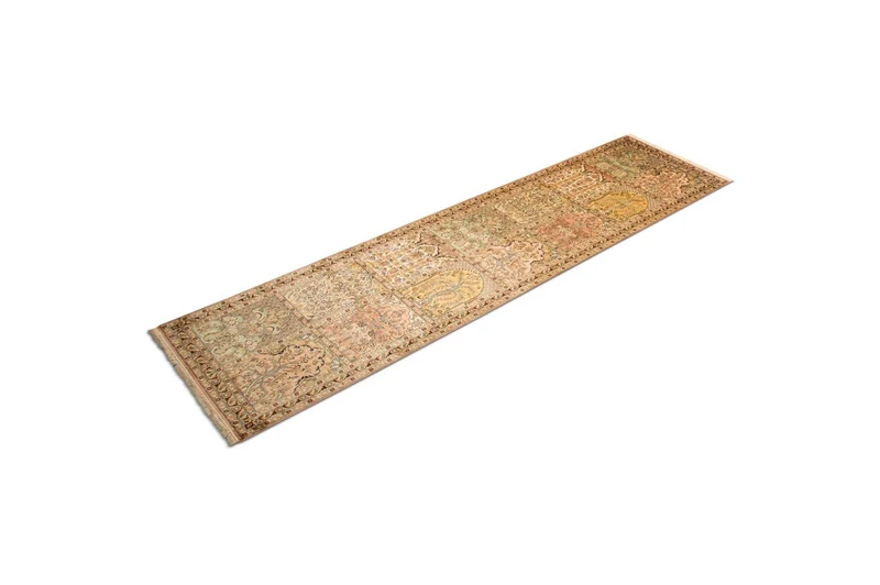 Kaschmir Seide Teppich 77x316cm - Orientteppich - mehrfarbig