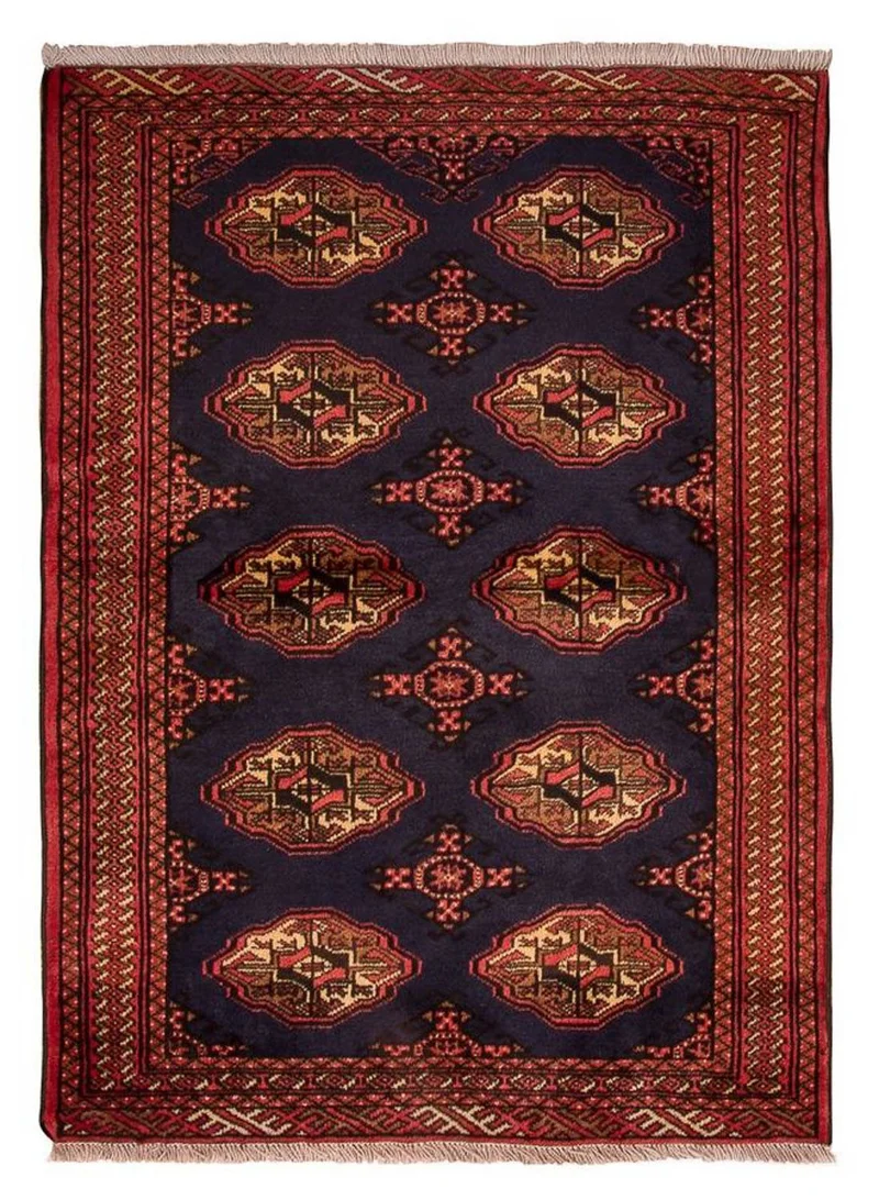 Turkaman Teppich 99x134cm - Orientteppich - dunkelblau