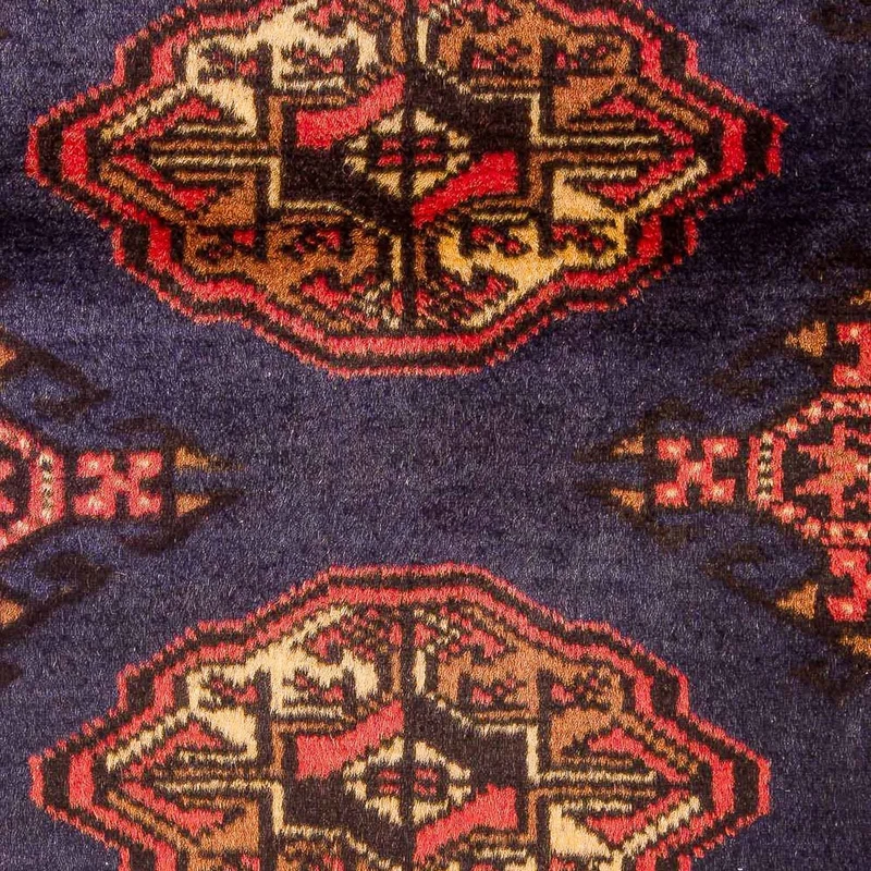 Turkaman Teppich 99x134cm - Orientteppich - dunkelblau