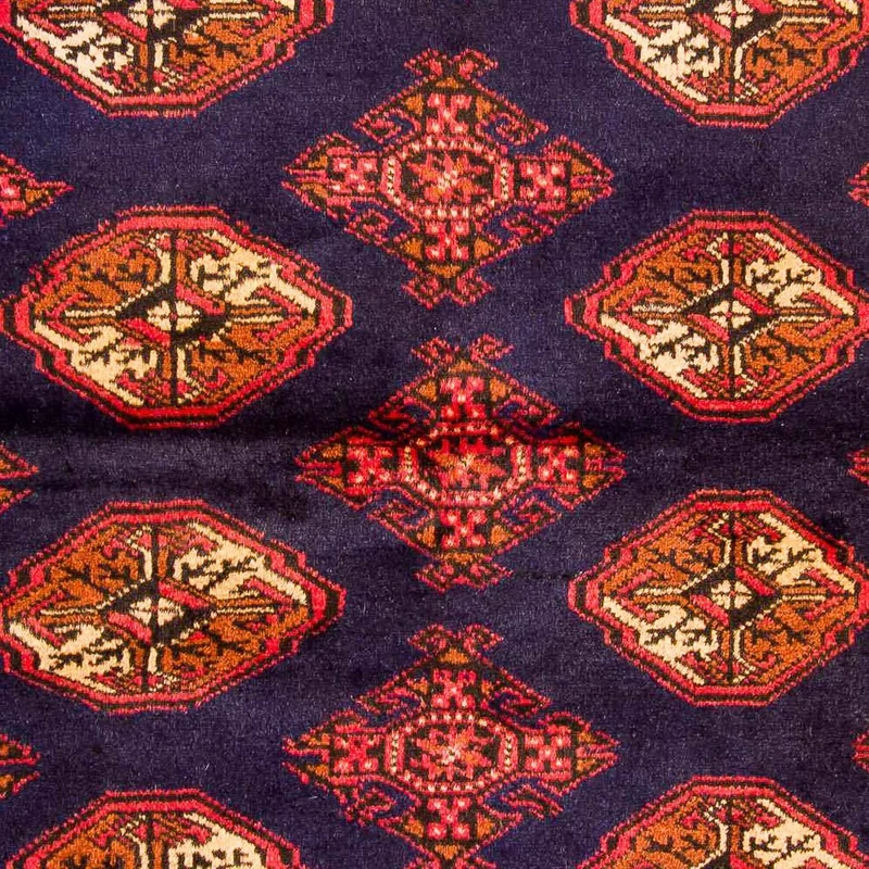 Turkaman Teppich 103x135cm - Orientteppich - dunkelblau