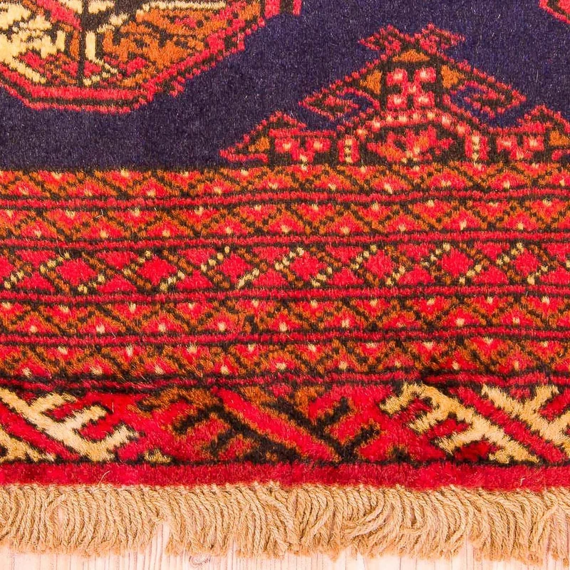 Turkaman Teppich 103x135cm - Orientteppich - dunkelblau