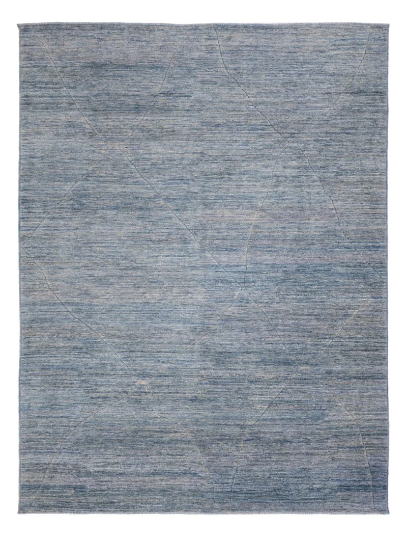 Berber Teppich 274x360cm - Wollteppich - seeblau
