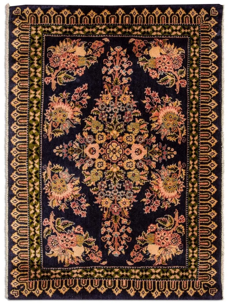Keshan Teppich 70x98cm - Perserteppich - dunkelblau