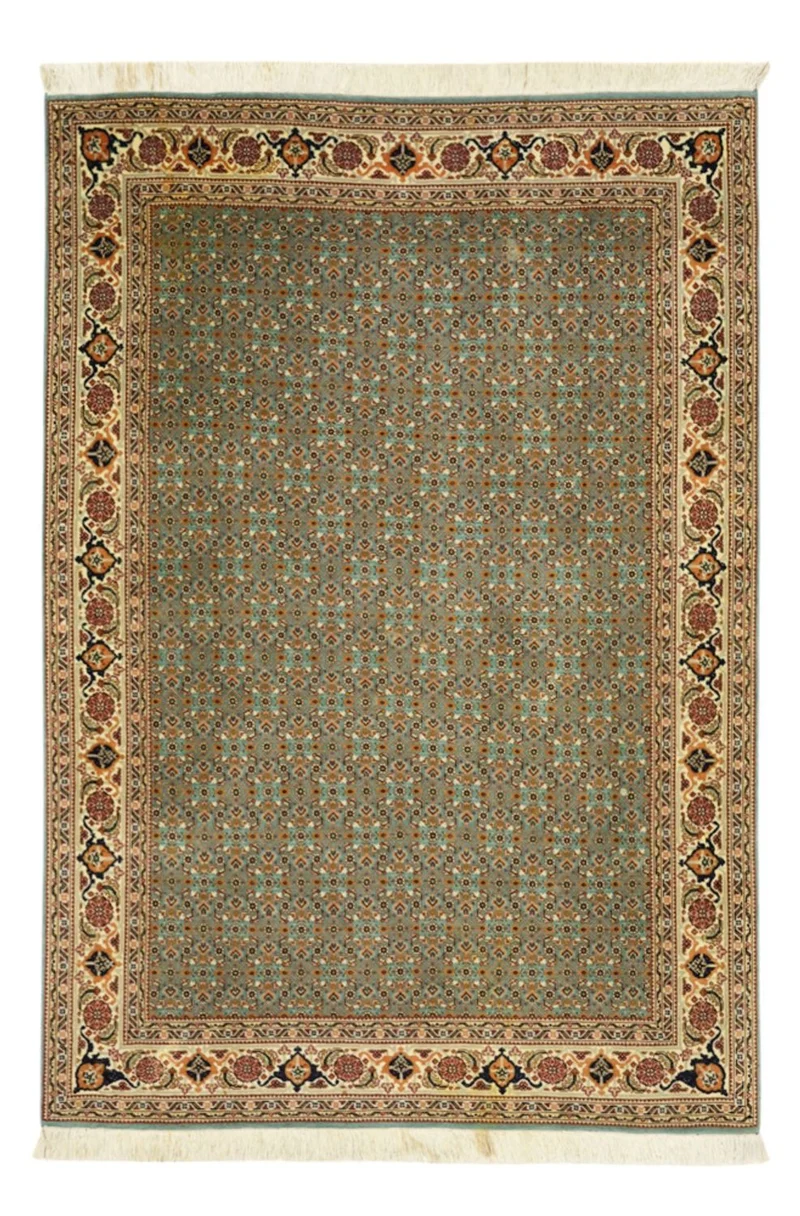 Täbriz - 50 Raj Teppich 101x145cm - Perserteppich - olivgrün