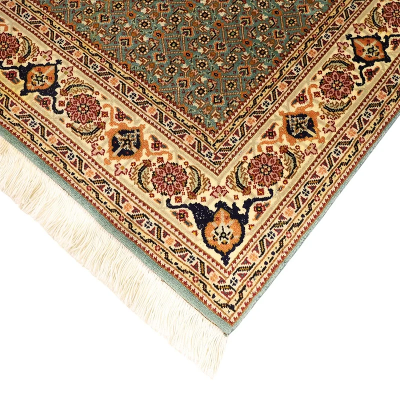 Täbriz - 50 Raj Teppich 101x145cm - Perserteppich - olivgrün
