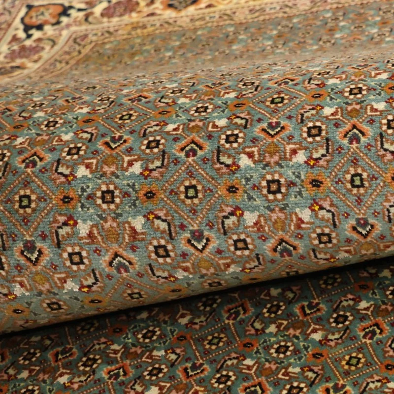 Täbriz - 50 Raj Teppich 101x145cm - Perserteppich - olivgrün