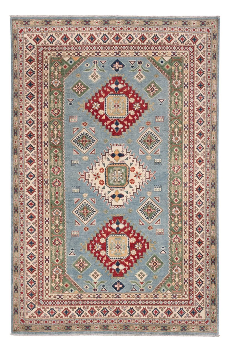 Kazak Teppich 195x291cm - Orientteppich - hellblau
