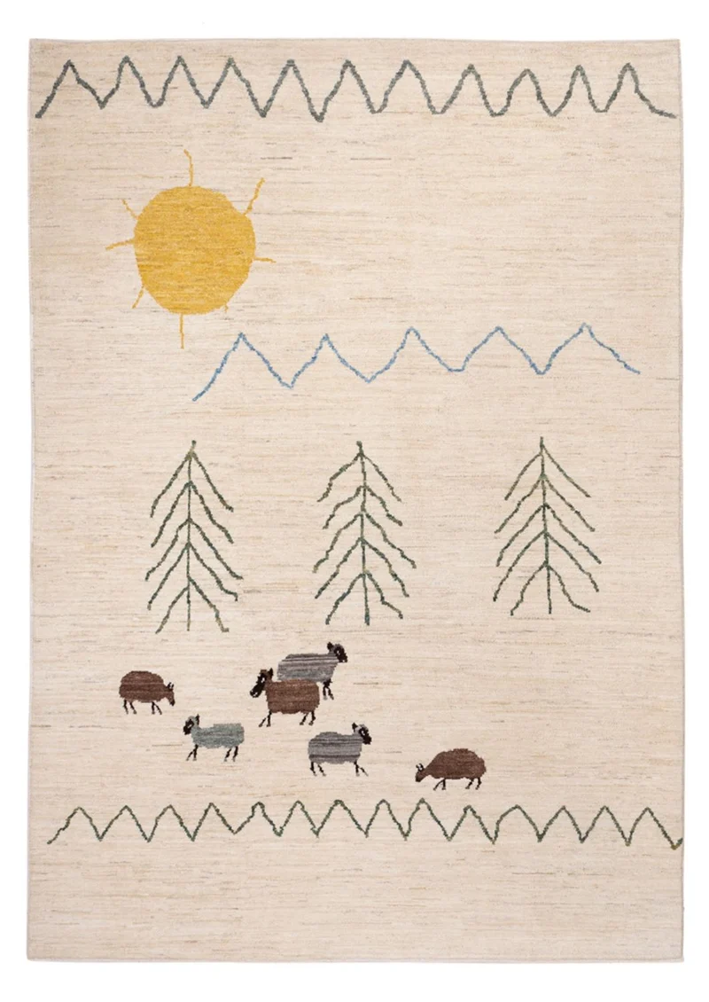 Berber Teppich 170x242cm - Wollteppich - creme