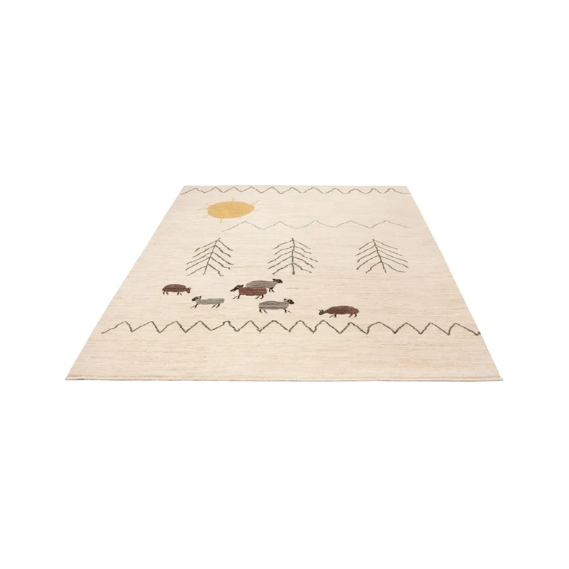 Berber Teppich 170x242cm - Wollteppich - creme