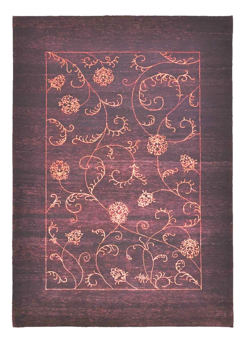 Indo Loribaft Teppich 173x240cm - Wollteppich - dunkelblau