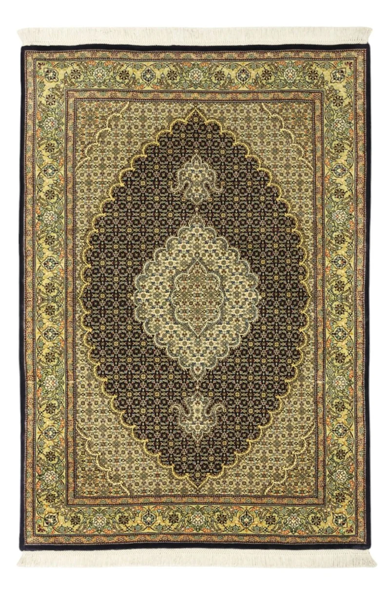 Täbriz - 50 Raj Teppich 102x146cm - Perserteppich - dunkelgrün