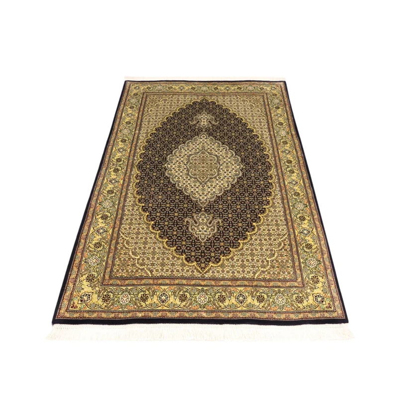 Täbriz - 50 Raj Teppich 102x146cm - Perserteppich - dunkelgrün