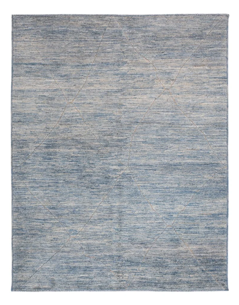 Berber Teppich 154x196cm - Wollteppich - seeblau