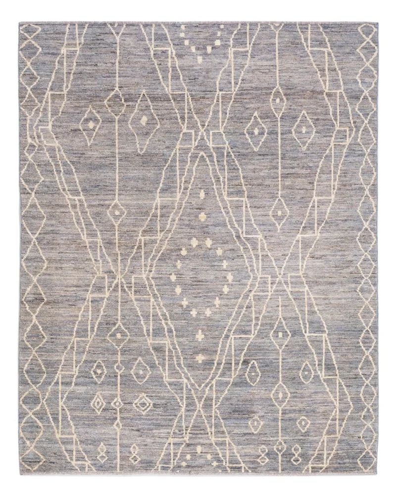 Berber Teppich 156x198cm - Wollteppich - seeblau