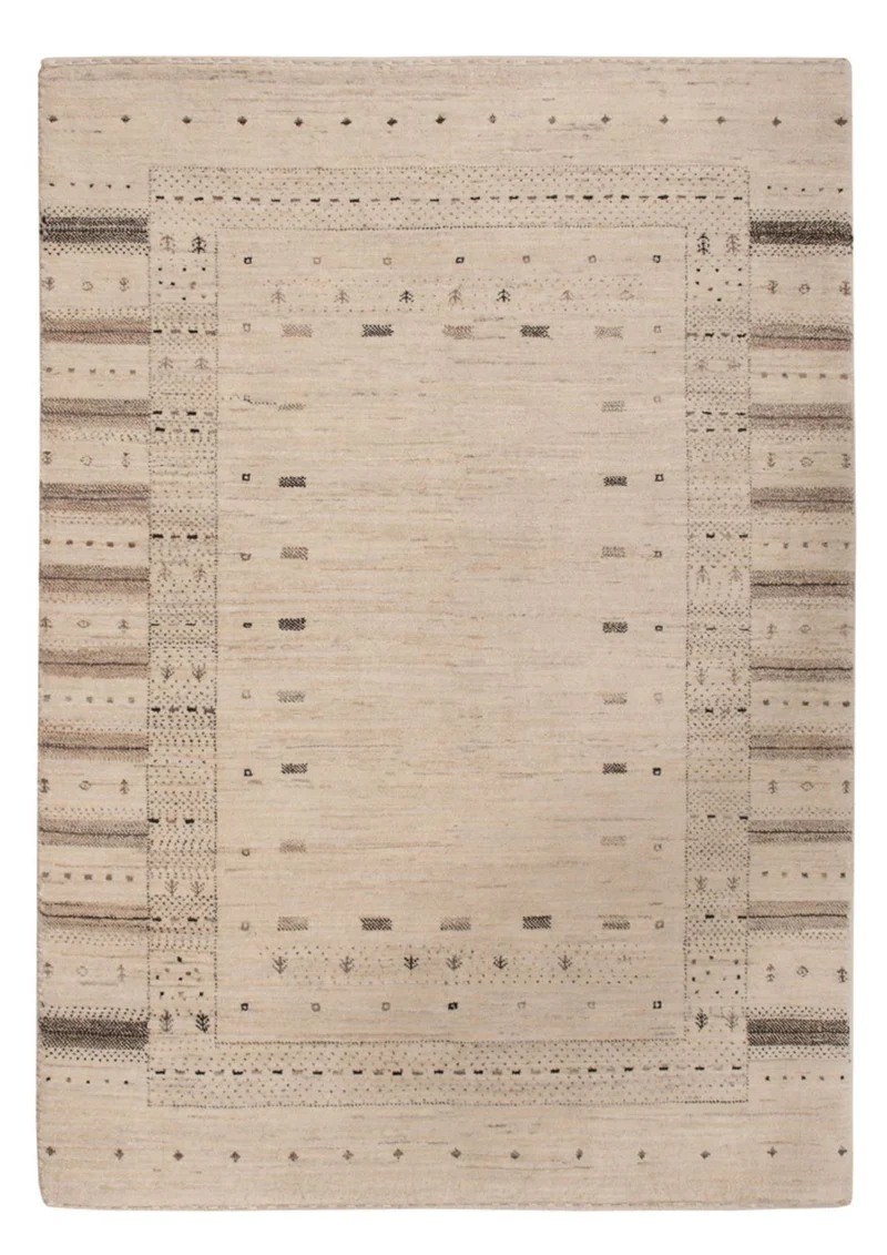 Indo Loribaft Teppich 108x153cm - Wollteppich - beige